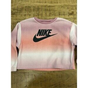 Nike Girls Sweatshirt Crop Pink Ombré Size 6/7 MultiColor Swoosh Logo Youth